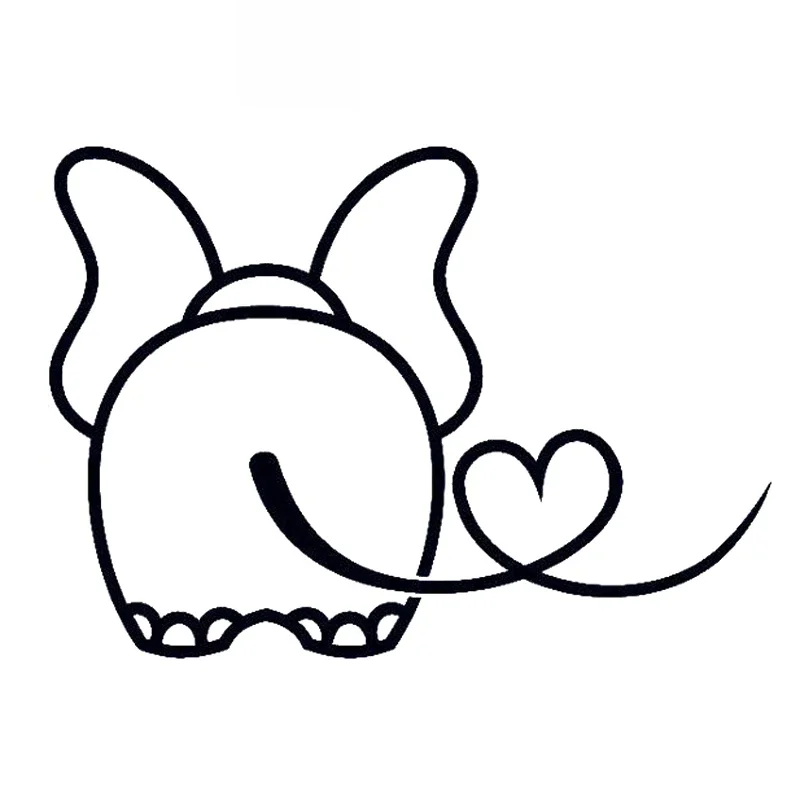 

Cute Baby Elephant with Tail Heartbeat Applique Car Window Decoration Personality Pvc Waterproof Applique Black/white, 20cm*14cm