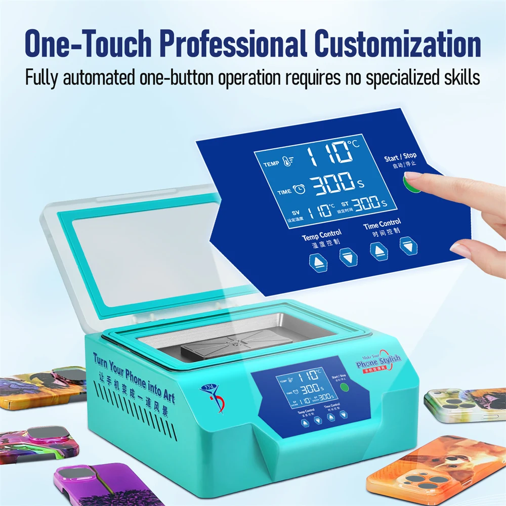 آلة تسامي فراغ YYD U8 ثلاثية الأبعاد صغيرة محمولة آيفون 17 16 15 14 برو ماكس XR لتقوم بها بنفسك غطاء خلفي لفيلم الصحافة الحرارية