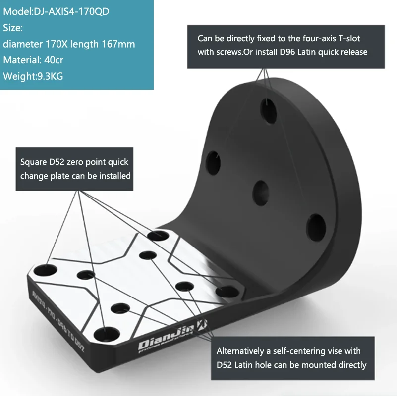 

Four- and five-axis clamp self-centering vise can be equipped with zero-point quick-change four-axis L-block bridge plate