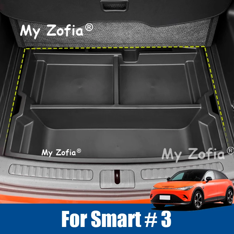 

For Smart #3 2024 2025 2026 Car ABS Organizer Box Rear Trunk Storage Box Front Cargo Dustproof Luggage Storage Accessories