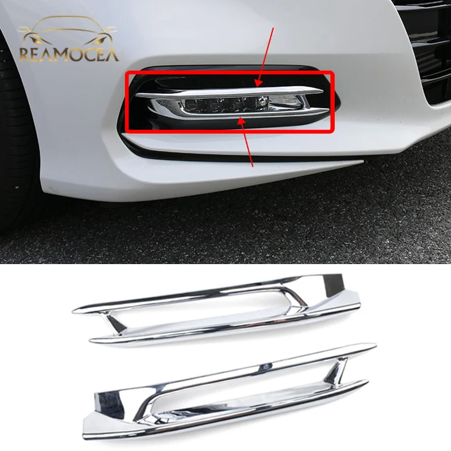 

Reamocea 2Pcs Front Bumper Head Fog Light Strips Trim Styling For Honda Accord 2018 2019 2020 10 Generation ABS Chrome Cover
