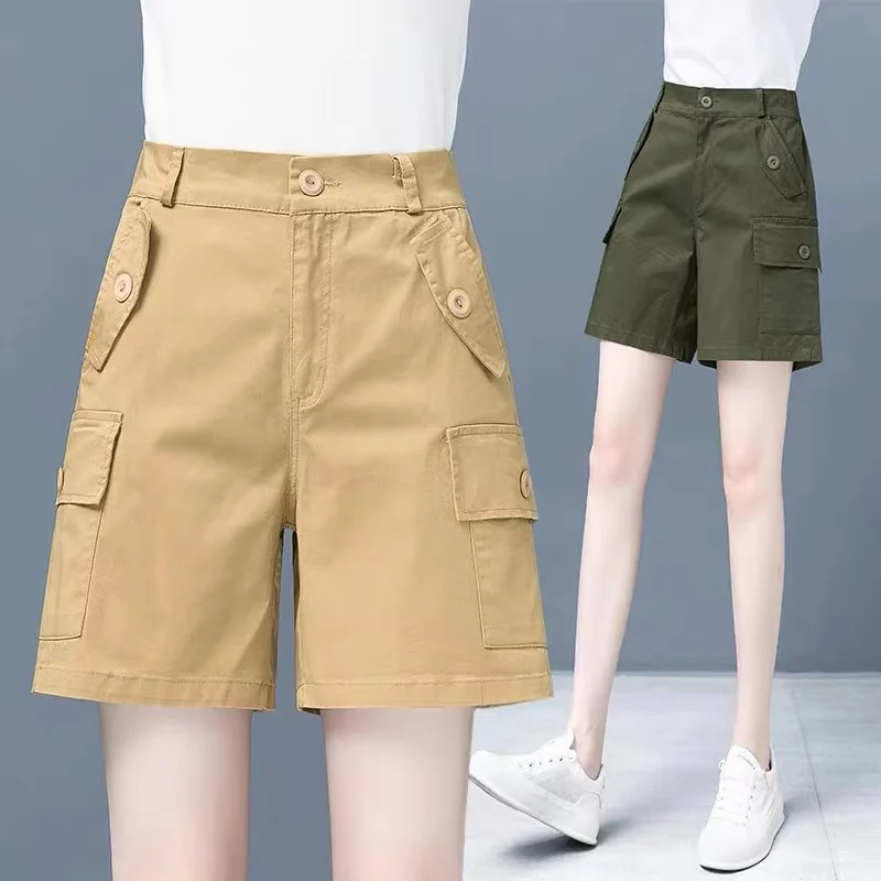 

Летние тонкие прямые брюки-капри с высокой талией, широкие штанины, свободные повседневные брюки средней длины для женщин