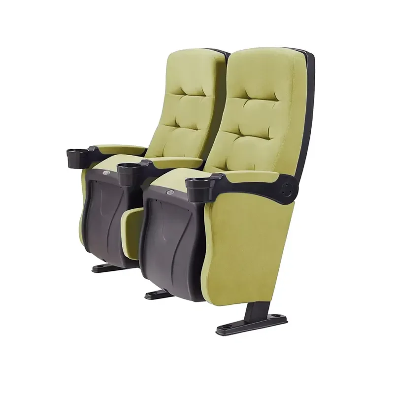 for Modern Commercial Hotel Theatre Folding Fabric 3D Cinema Seat with Steel Frame Cup Holder Durable Armchair
