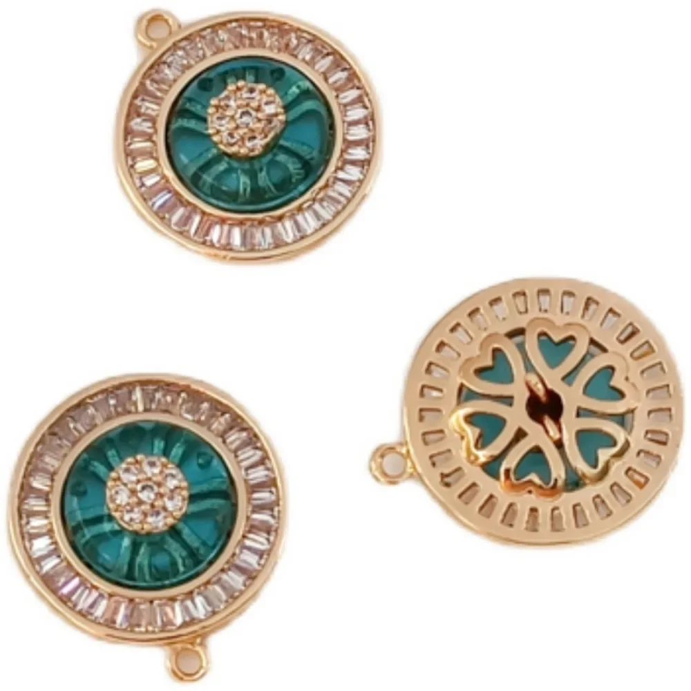 قلادة شرابة على شكل عين تركية من زجاج الزركون الثلاثي مطلية بالذهب عيار 14 قيراط، قلادة إكسسوارات للقلادة ذاتية الصنع