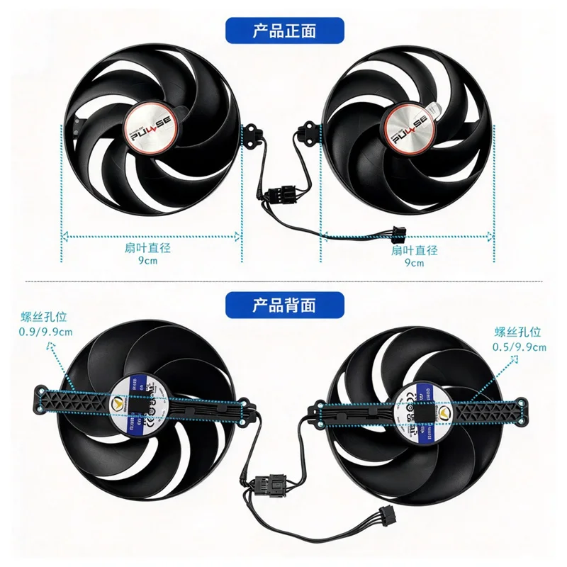 90mm CF9015U12S RX 9060XT GPU Fan for Sapphire RX 9060 XT 9070 9070XT PULSE Graphics Card Replacement Fan