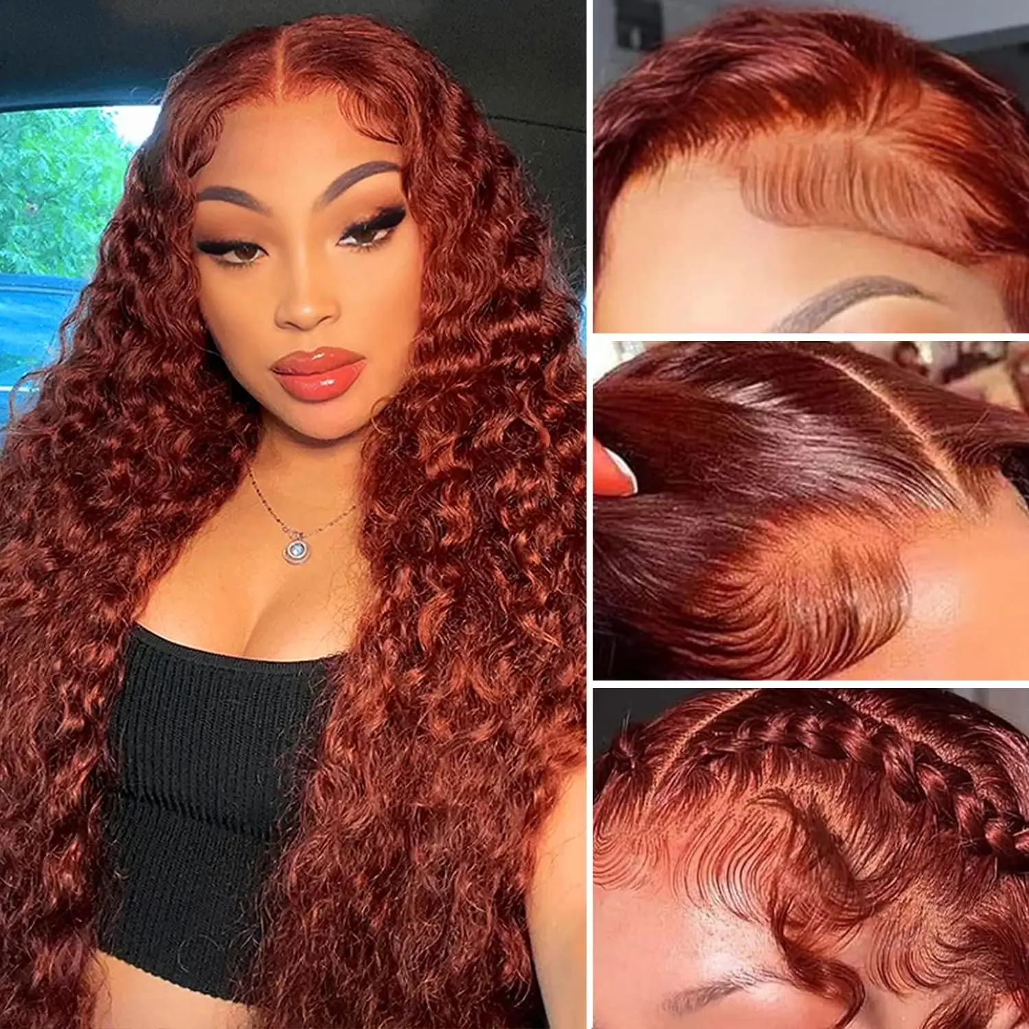 

Water Wave Reddish Brown 13x4 Curly Lace Front Wig Pre Plucked Hd Lace Deep Wave Frontal Colored Human Hair Wigs For Women