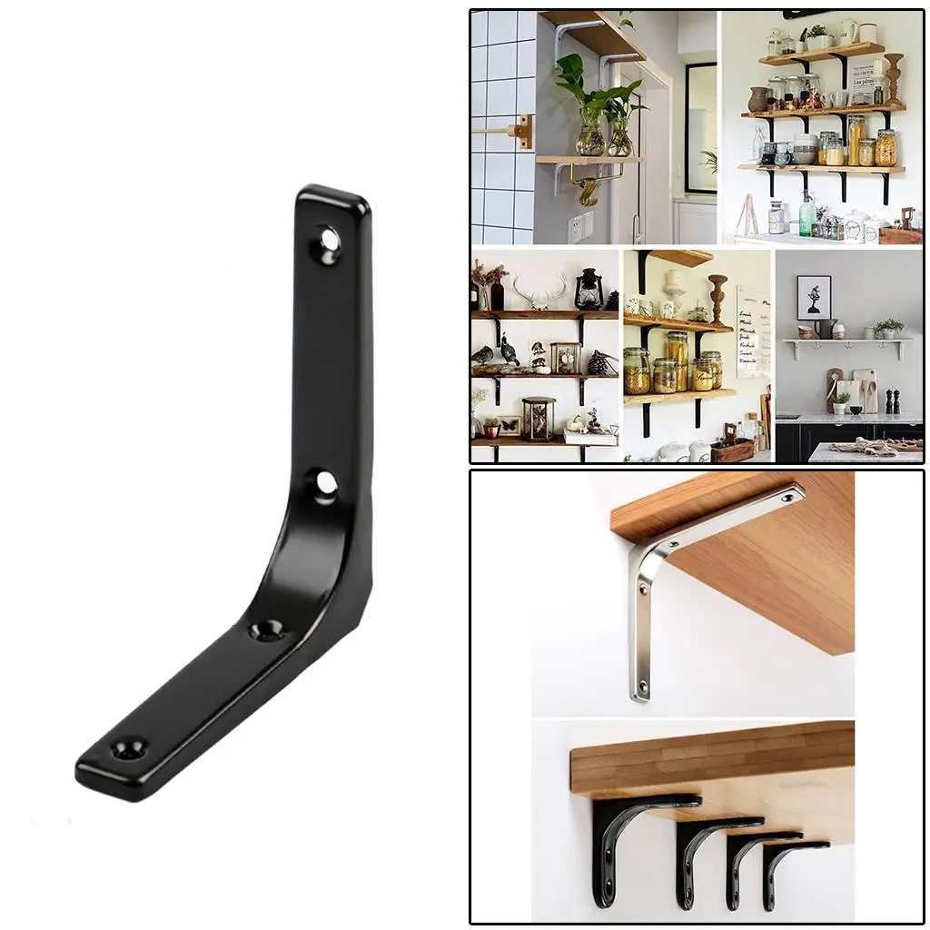 2-4pack Heavy Duty Shelf Bracket Wall Hanging Shelve L Shaped Brackets Black