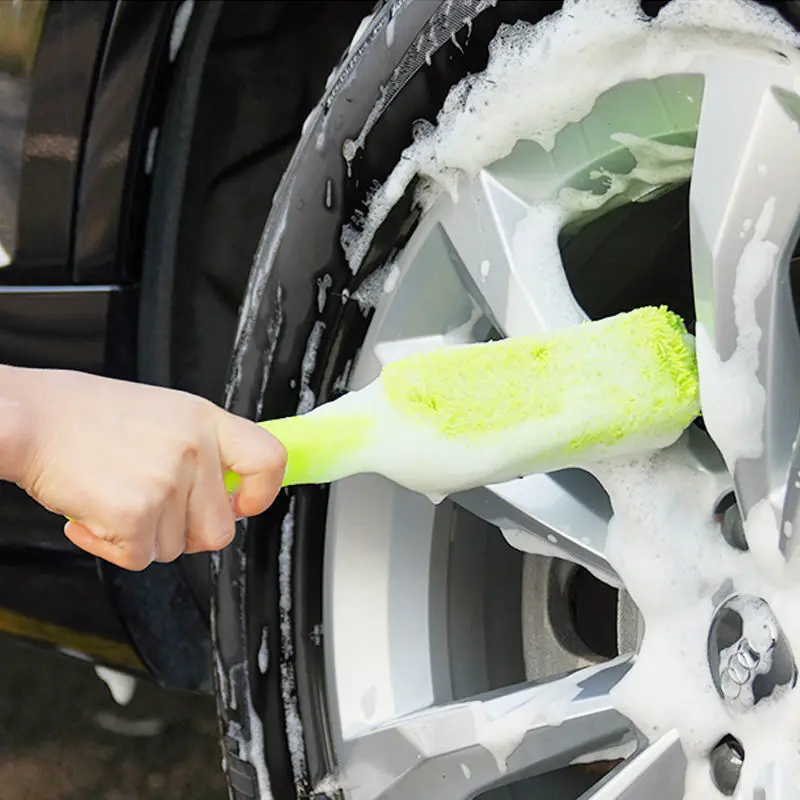 Car Wash Super Brush Microfiber Premium Wheels Brush Non-Slip Handle Easy To Cleaning Rims Spokes Wheel Barrel Car Accessories