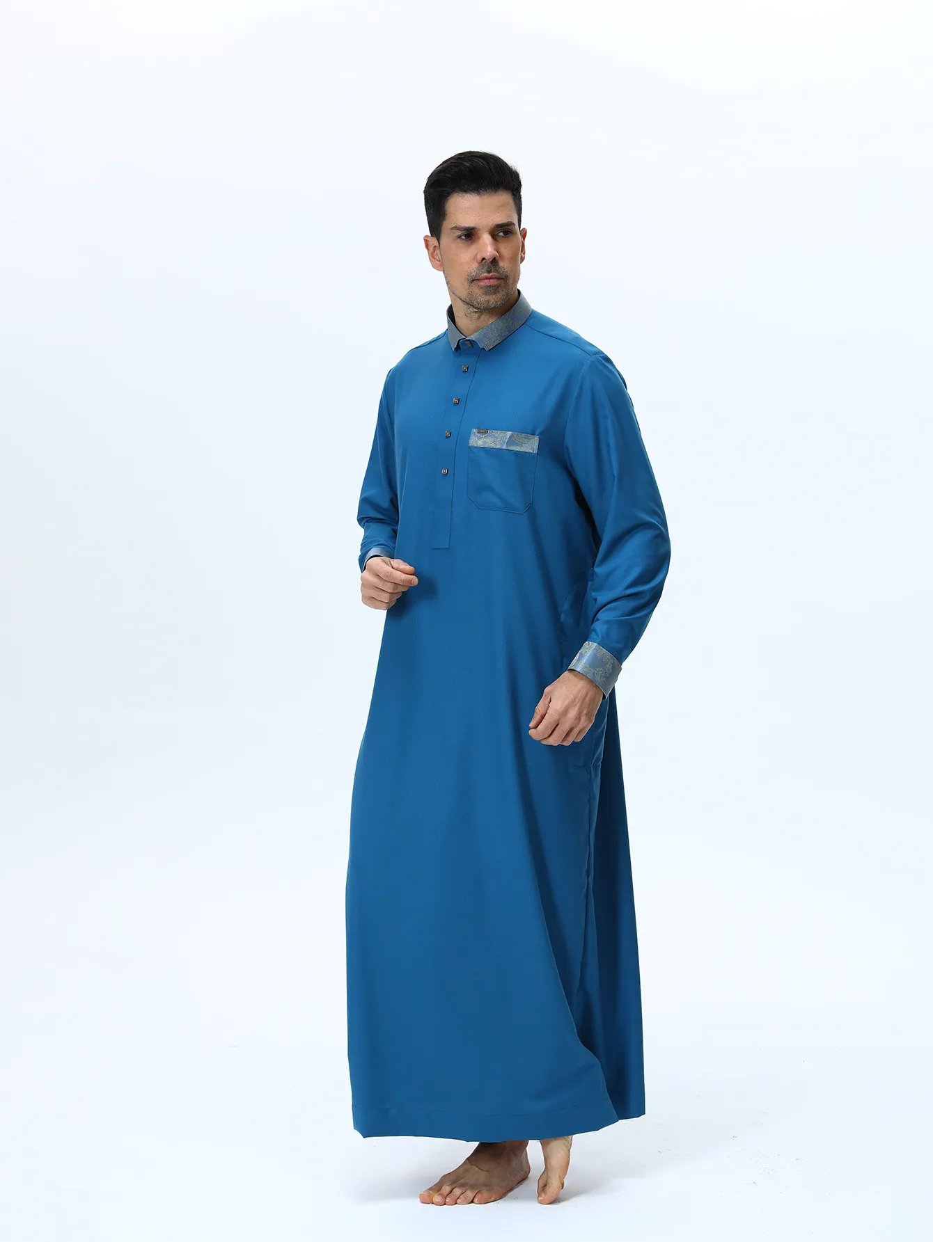 Muslim Men Jubba Thobe Saudi Button Arabic jubbah Dishdasha Robe Dress Thoub Abaya Kaftan Daffah Moroccan Islam Clothing Casual