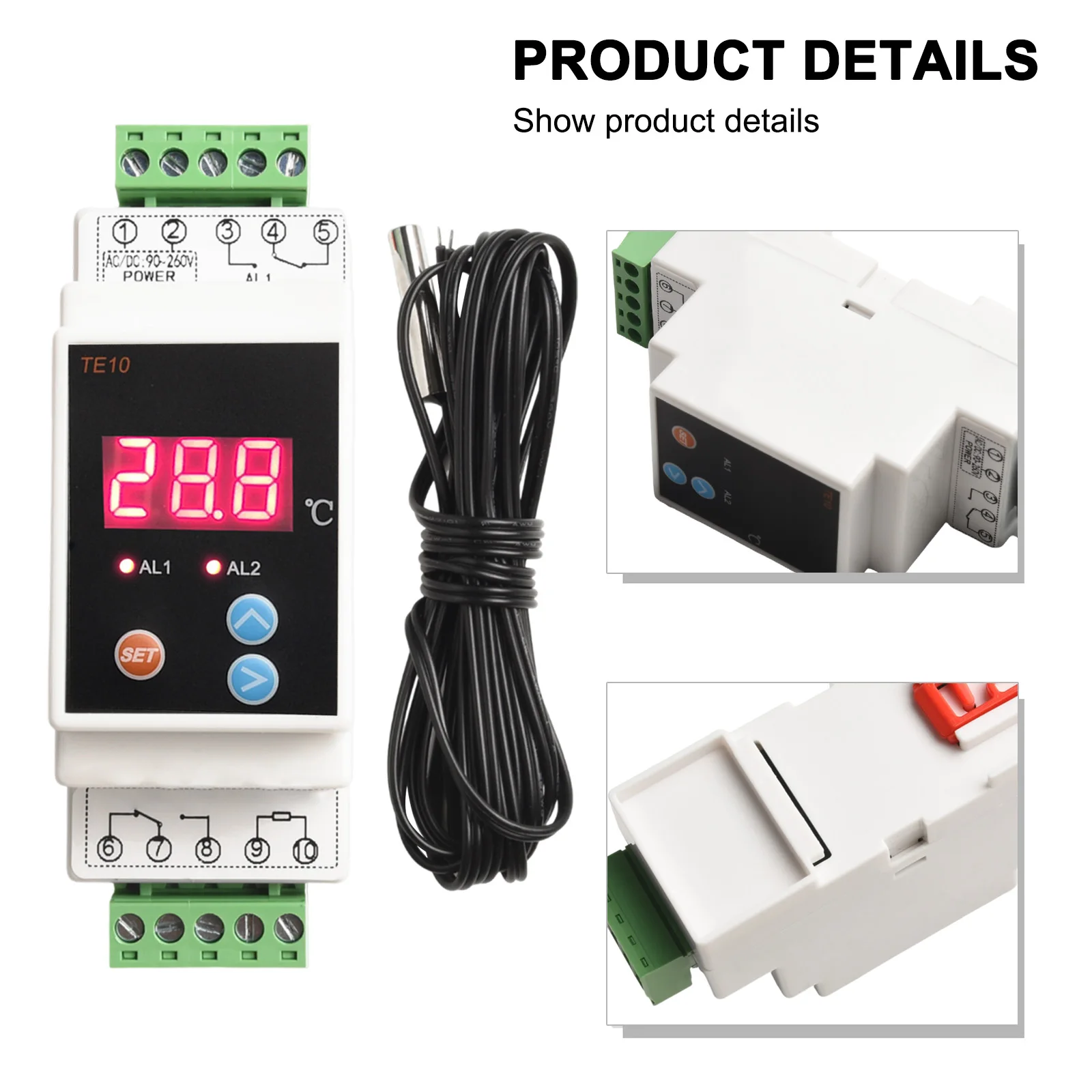 Energetically Designed DIN rail temperature regulator utilizing an operational range of 100 250 volts accuracy