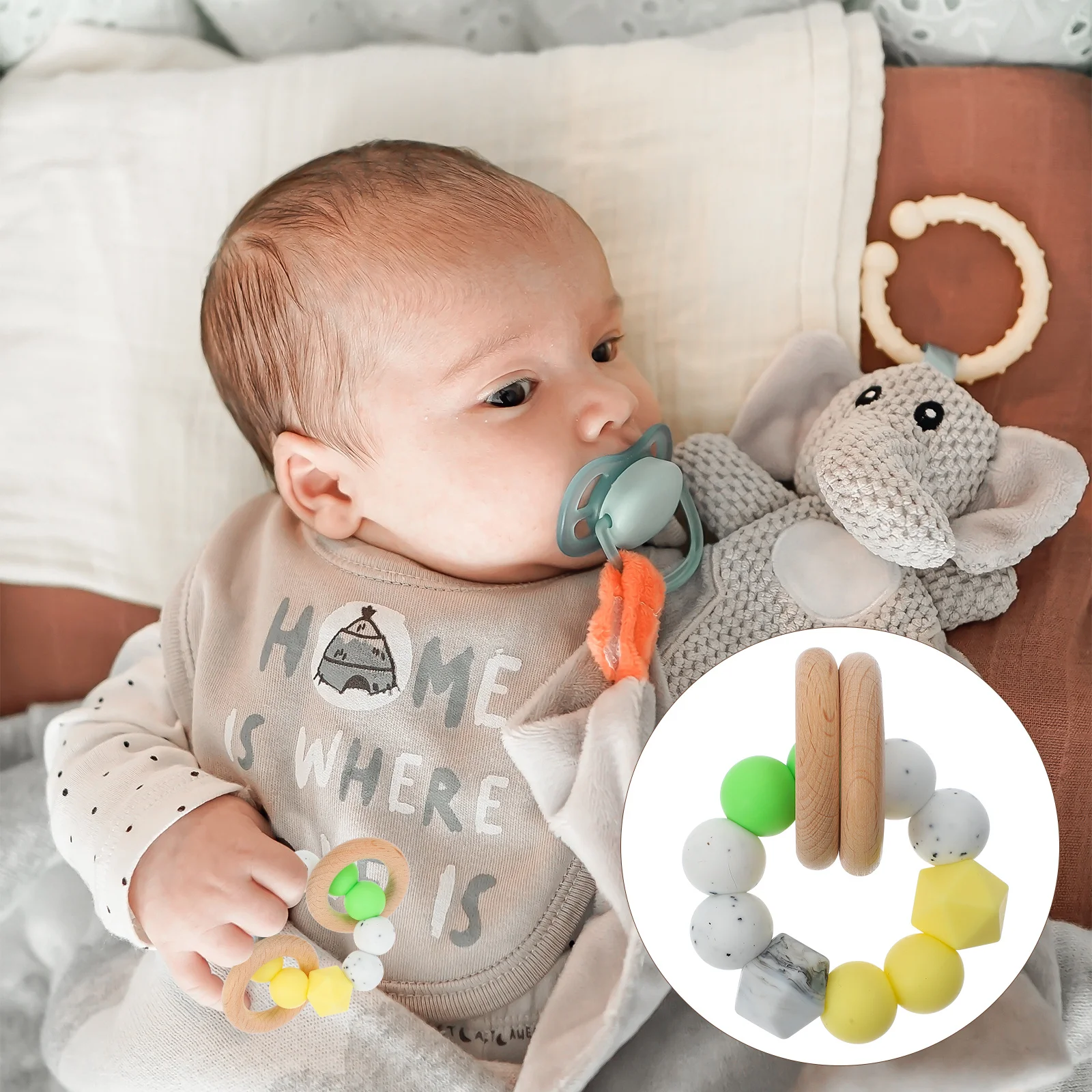 

Детский браслет-прорезыватель, силиконовый многоцветный мягкий жевательный кольцо для младенцев, облегчение боли в резинке, детский аксессуар для прорезывания зубов, жевательная игрушка для младенцев