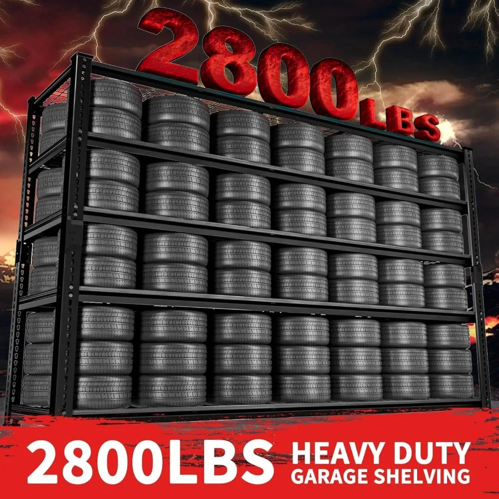 Storage Shelves, Garage Shelving Heavy Duty 2800 LBS Capacity, 48"L x 18"W x 72"H Adjustable Metal Shelving Organizer Wire Rack