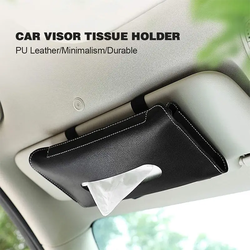 Box Pu Leather Car Sun Visor Holder Tissue Interior Storage For Seat Leon Car Accessories Woman Tisue Box Holder Car Byd Atto3