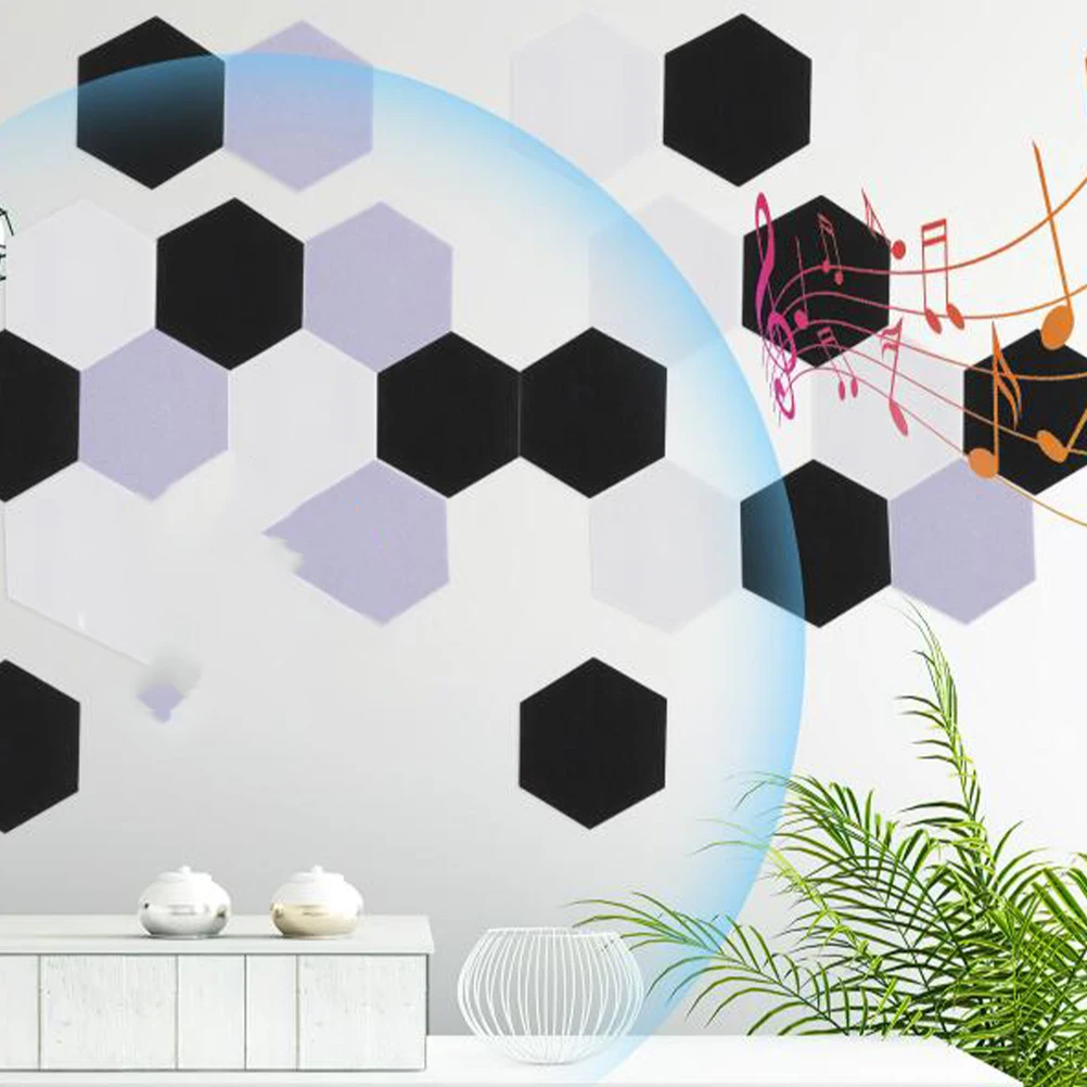 

12 Pcs Wall Stickers Felt Sound Bulletin Board 37 Black Large Size Acoustic Wall School Acoustic Panel Decor