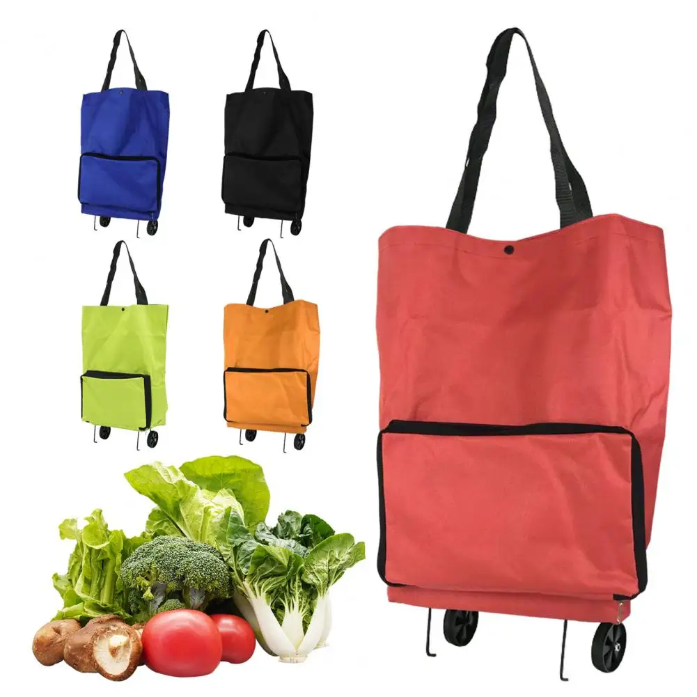 

Folding Shopping Cart Trolley Bag with Wheels Large Capacity Foldable Waterproof Shopping Bag Portable Hand-Pulling Grocery Bag