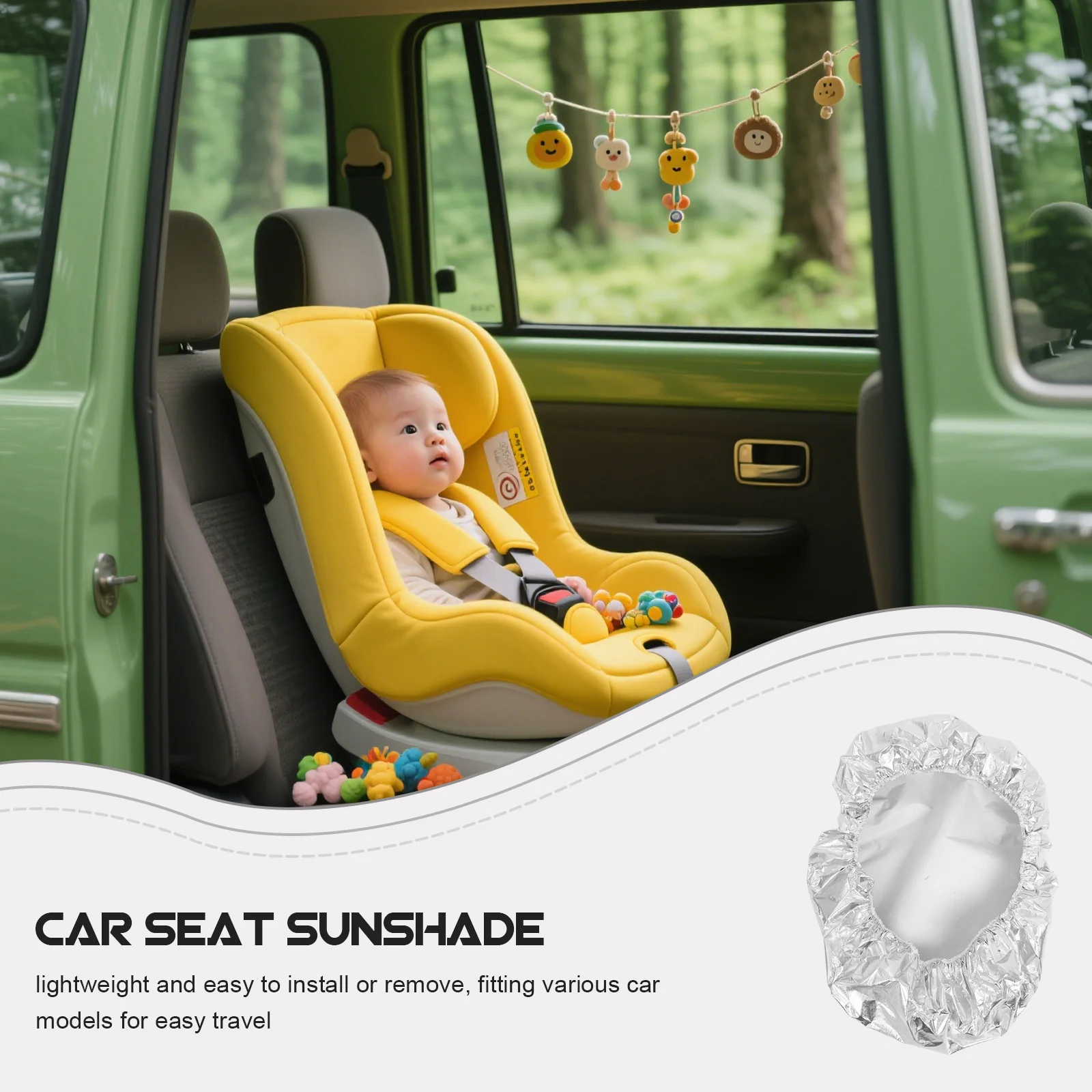 مظلة مقعد السيارة، غطاء بوليستر عالمي مقاوم للغبار والأشعة فوق البنفسجية، مظلة حماية لمقعد الرضع لسلامة السفر #2