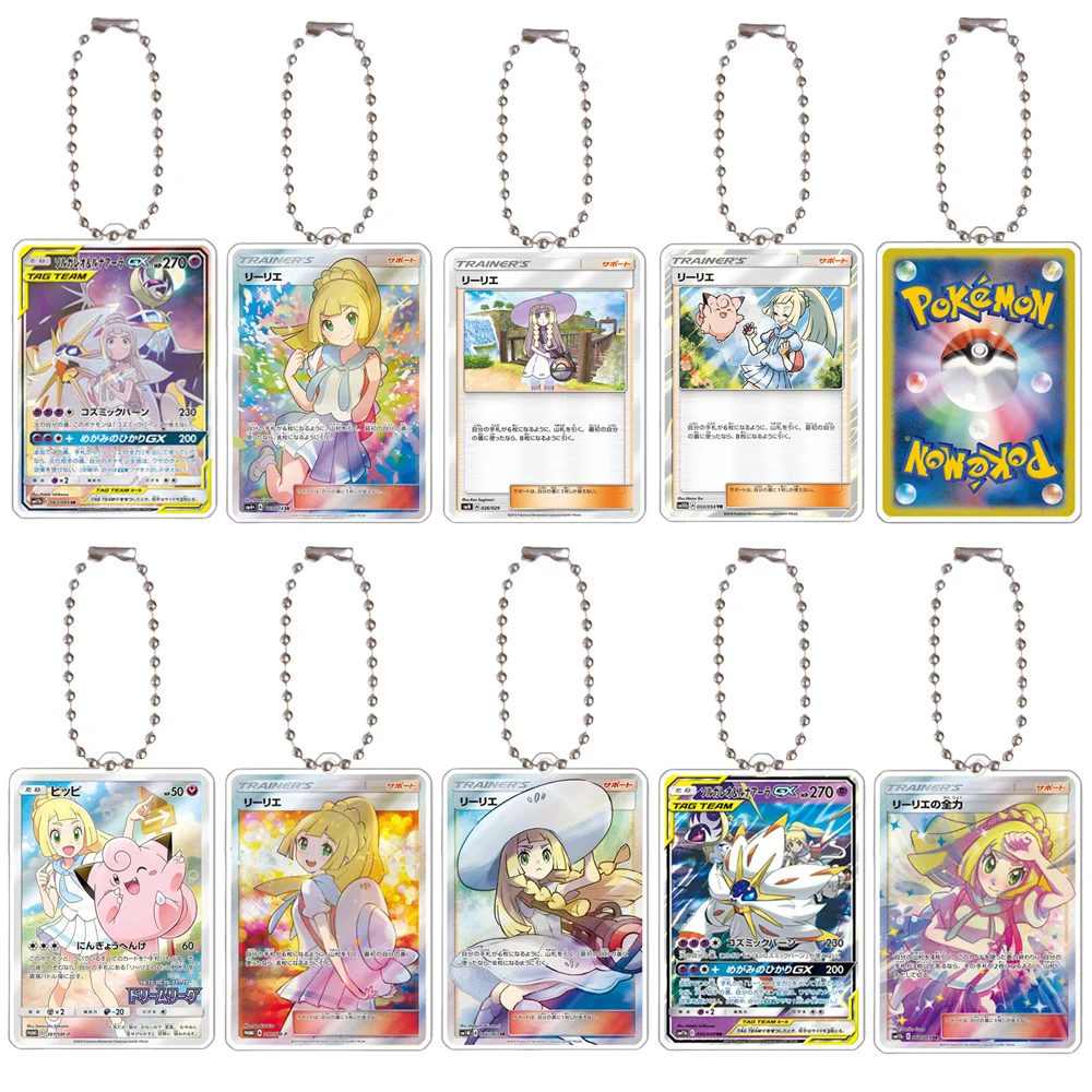 Pokemon Game Collection Card Acrylic Pendant Lillie Jigglypuff Anime Cartoon Bag Pendant Keychain Decoration Accessories