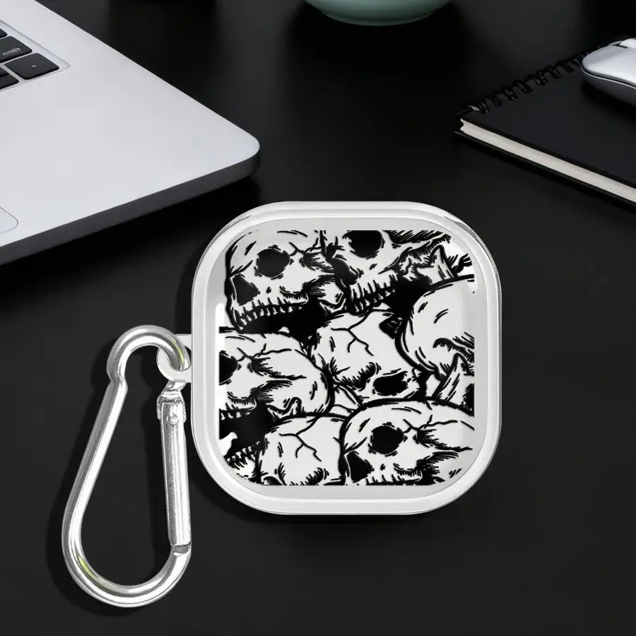 

Case For Samsung Galaxy Buds Live 3 FE 3Pro 4Pro 4 Pro 2 2Pro Clear Earphone Cases Cover With Hook Creative Skull Art