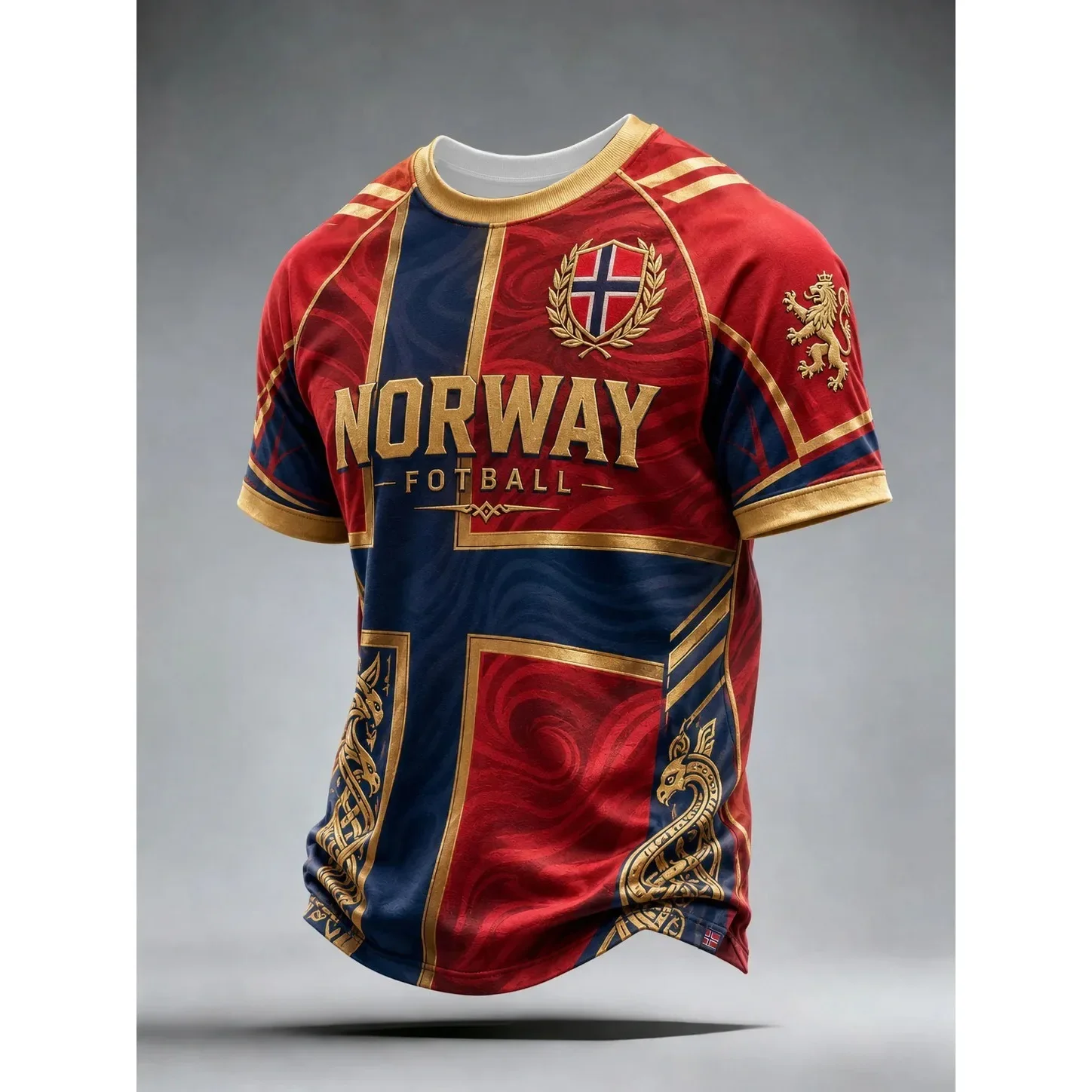 Image of Nordisches Wikinger Retro-Stil 2026 Norwegen Fan Trikot Erwachsene Kinder Lässiges Fußball Kurzarm-T-Shirt Atmungsaktiv Schnelltrocknend Weich