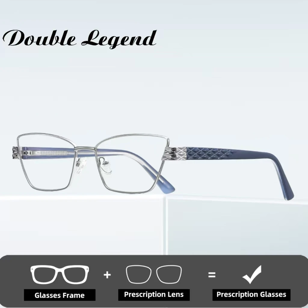 

Double Legend Simple Geometric Cat Eye Reading Customized Glasses Women Blue Light Blocking Computer Myopia Prescription Eyewear