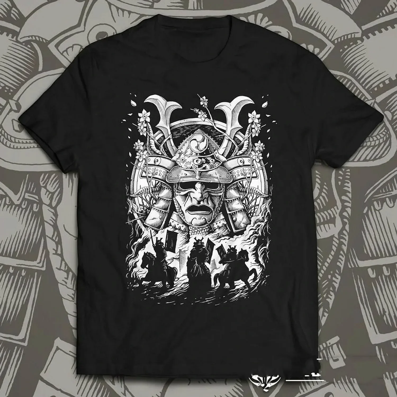 Samurai Traditional Helmet Mask Art T Shirt. Short Sleeve 100% Cotton Casual T-shirts Loose Top Size S-3XL