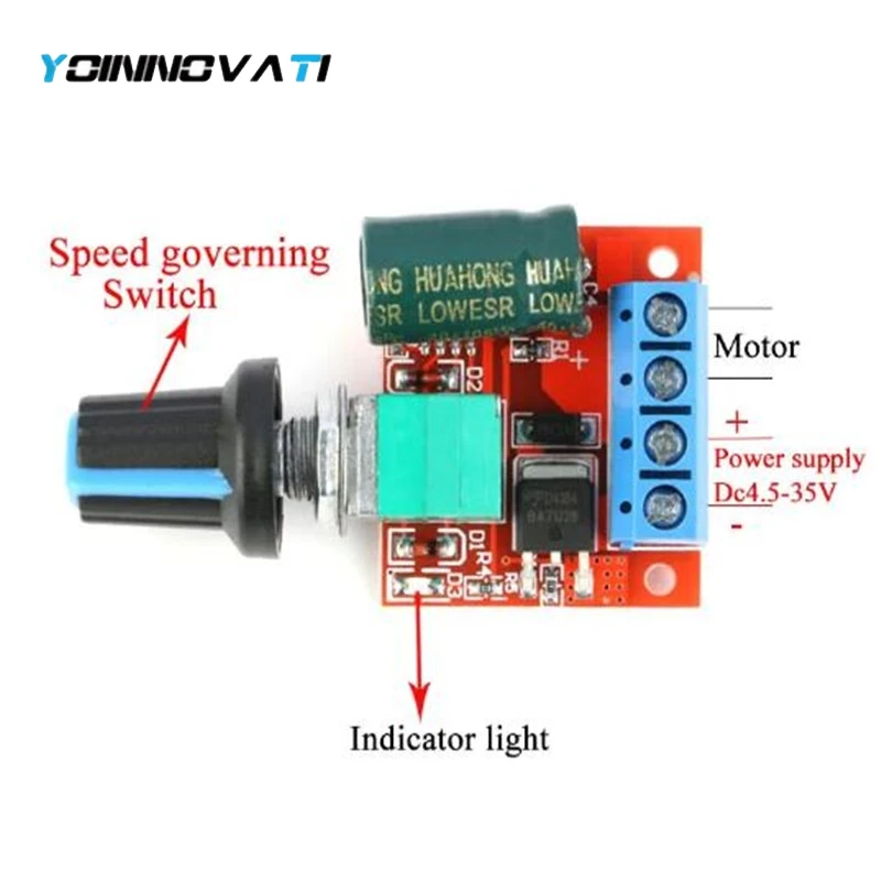 5A 90W HW-687 PWM 12V DC Motor Speed Controller Module DC-DC 4.5V-35V Adjustable Speed Regulator Control Governor Switch 24V