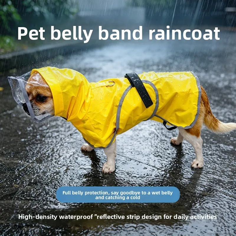 

Waterproof Dog Raincoat with Hood, Full Belly Coverage Poncho for Small Medium Dogs Teddy Corgi, Lightweight Pet Rain Jacket