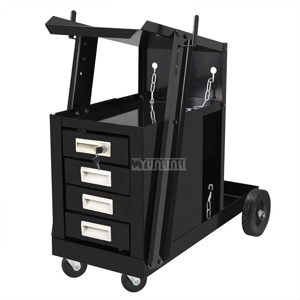 Tool Cart Trolley for Welding Machine  Four Layer Drawers Welding Car Hand-Pulled Auto Repair Mobile Trolley