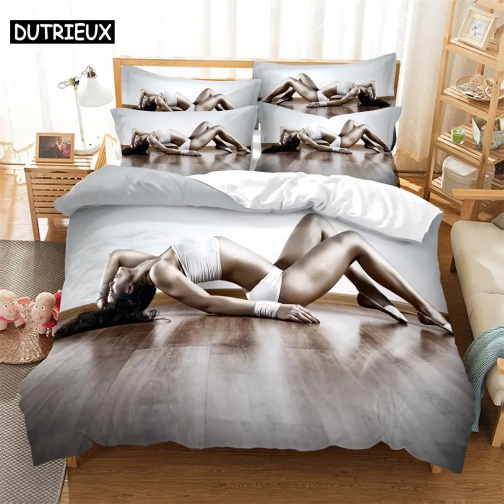 

3D digital printing 2/3pc quilt cover pillowcase double bed set cover quilt Soft Microfiber bedding set Dancers