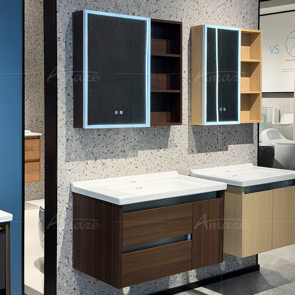 Bathroom CabinetModern Design Large-capacity Storage Cabinet Bath Ceramic Basin Sink Aluminum Honeycomb Bathroom Cabinet For Hot
