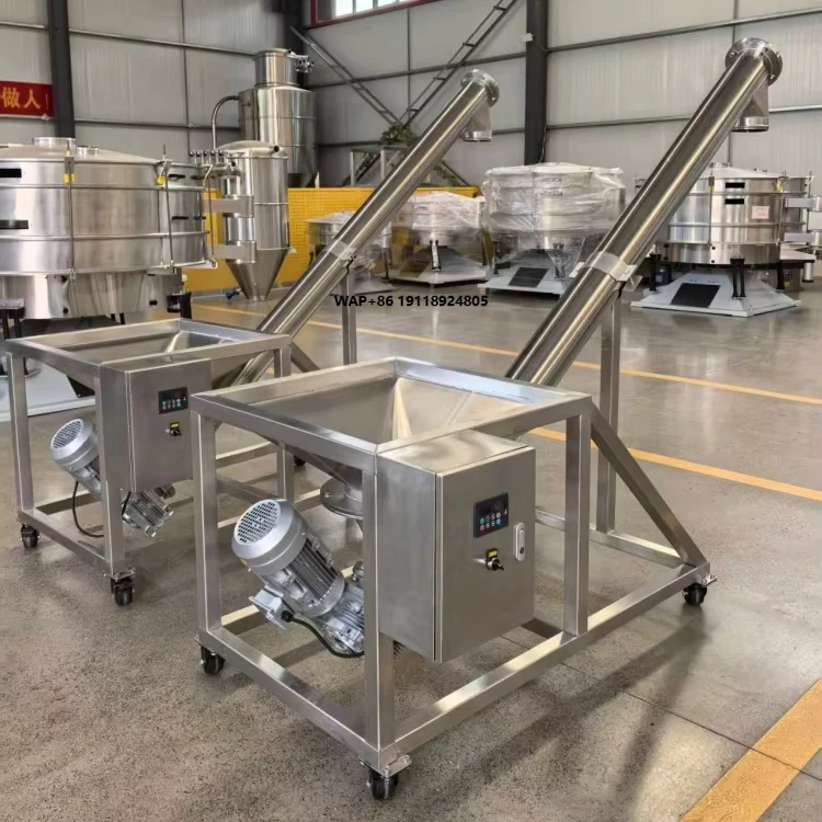 Adjustable Speed Inclined Stainless Steel for Rice Corn Handling Durable Easy Cleanliness for Food Beverage Screw Conveyor