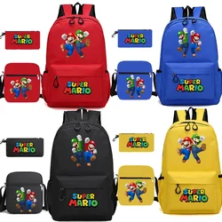 Mario Cartoon Backpack Elementary and Middle School Students Schoolbag Backpack Three-piece Set Single Shoulder Bag Pencil Case