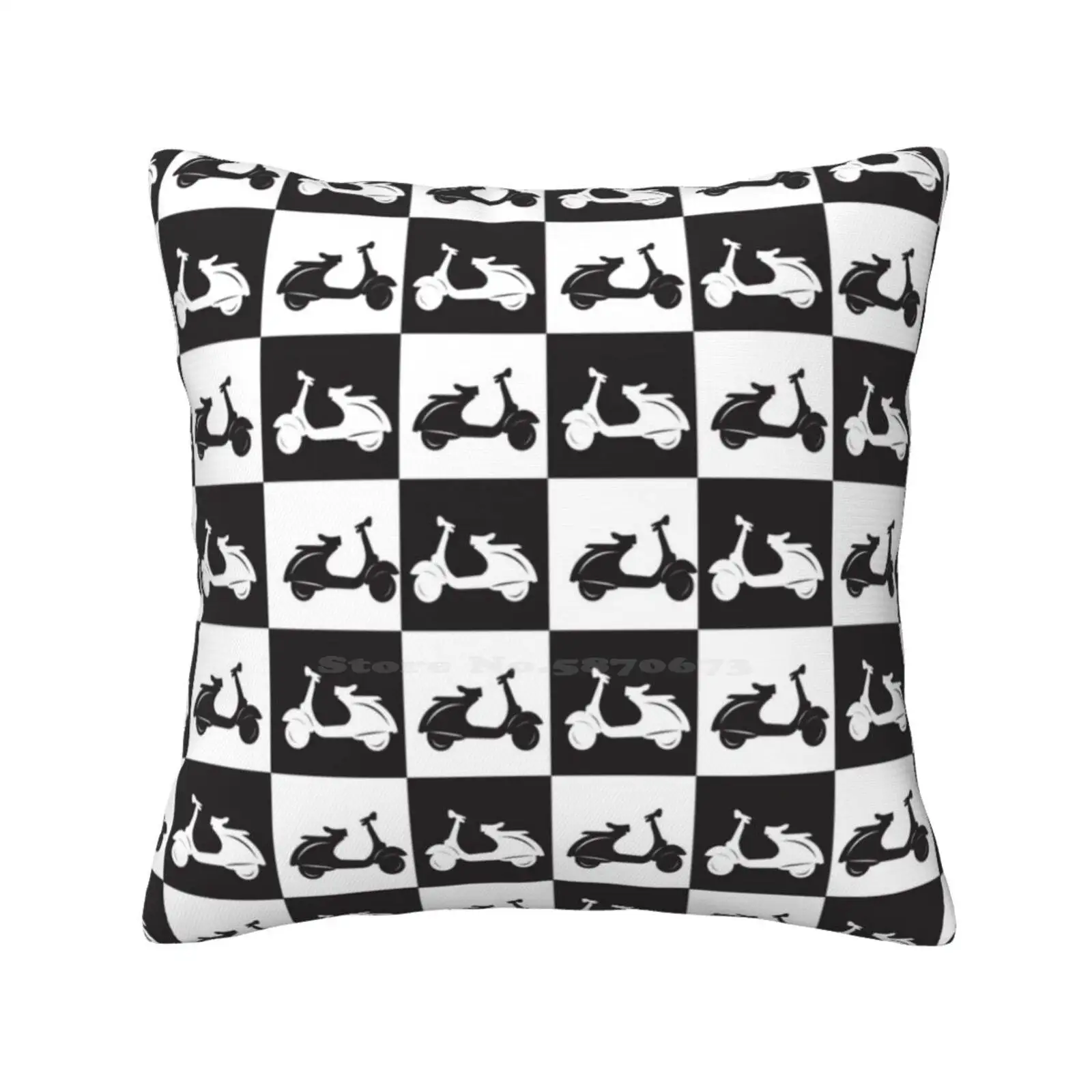 Mod Checker Black And White Lambretta Scooter Bedroom Office Hug Pillowcase Lambretta Ska 2 Tone Scooter Black And White Uk