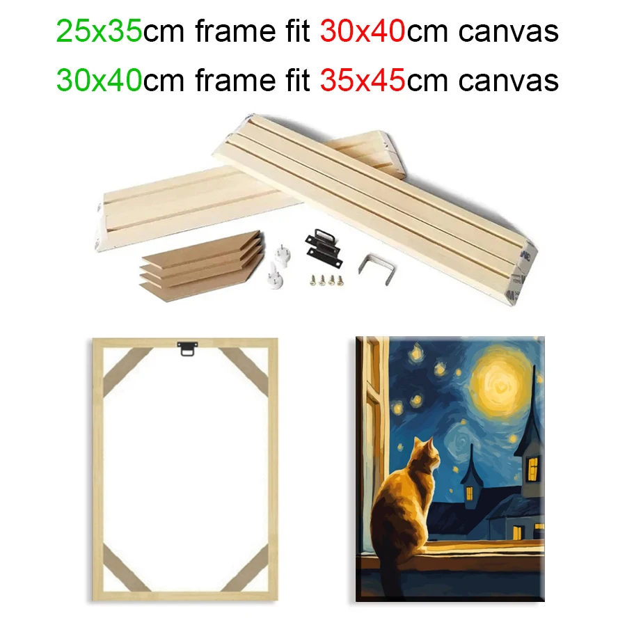 25x35 30x40cm Wall Art Painting Frame Wooden Frames for Canvas Oil Painting Diamond Painting Frames Canvas Wood Wall Frame