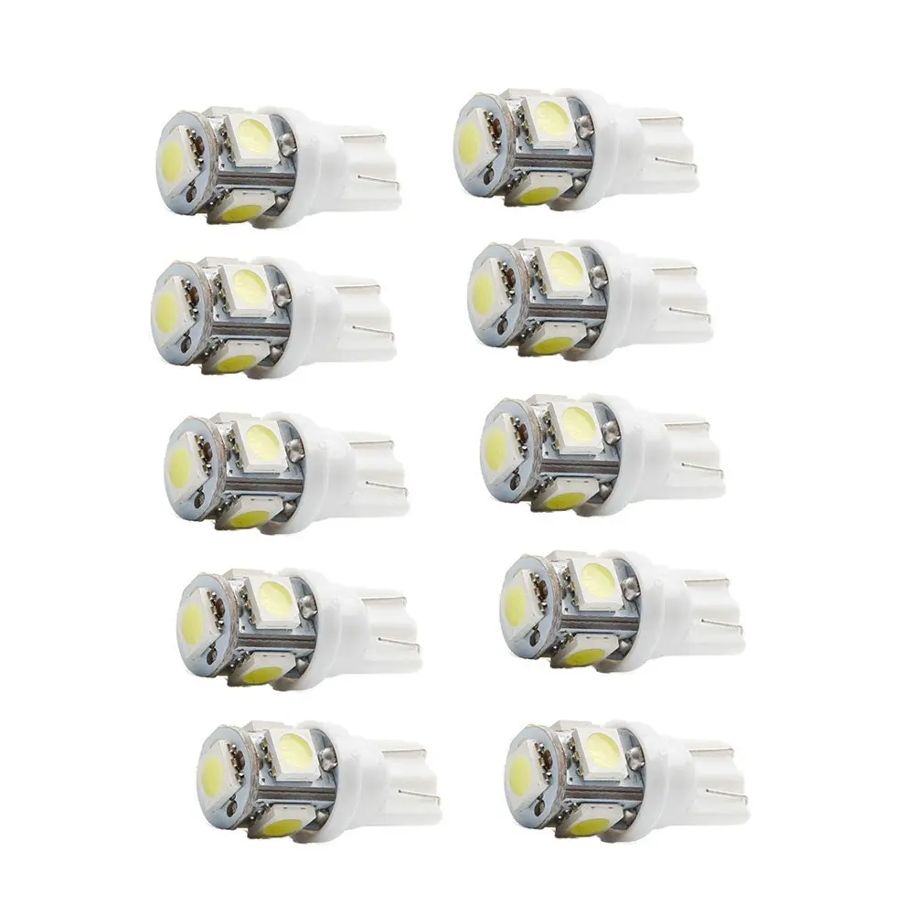 10pcs Led Marker Lights 5050 5 Smd High Power Car Bulb For Interior Exterior Map Dome License Plate Lights Auto Lamp Car