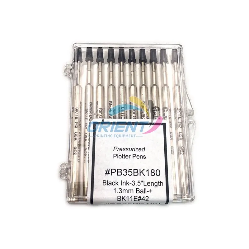 Best Quality 1Box 3.5'' Length 1.3mm Black Ink Ball PB35BK180 Pressurized Plotter Pens for Lectra Cutter Machine