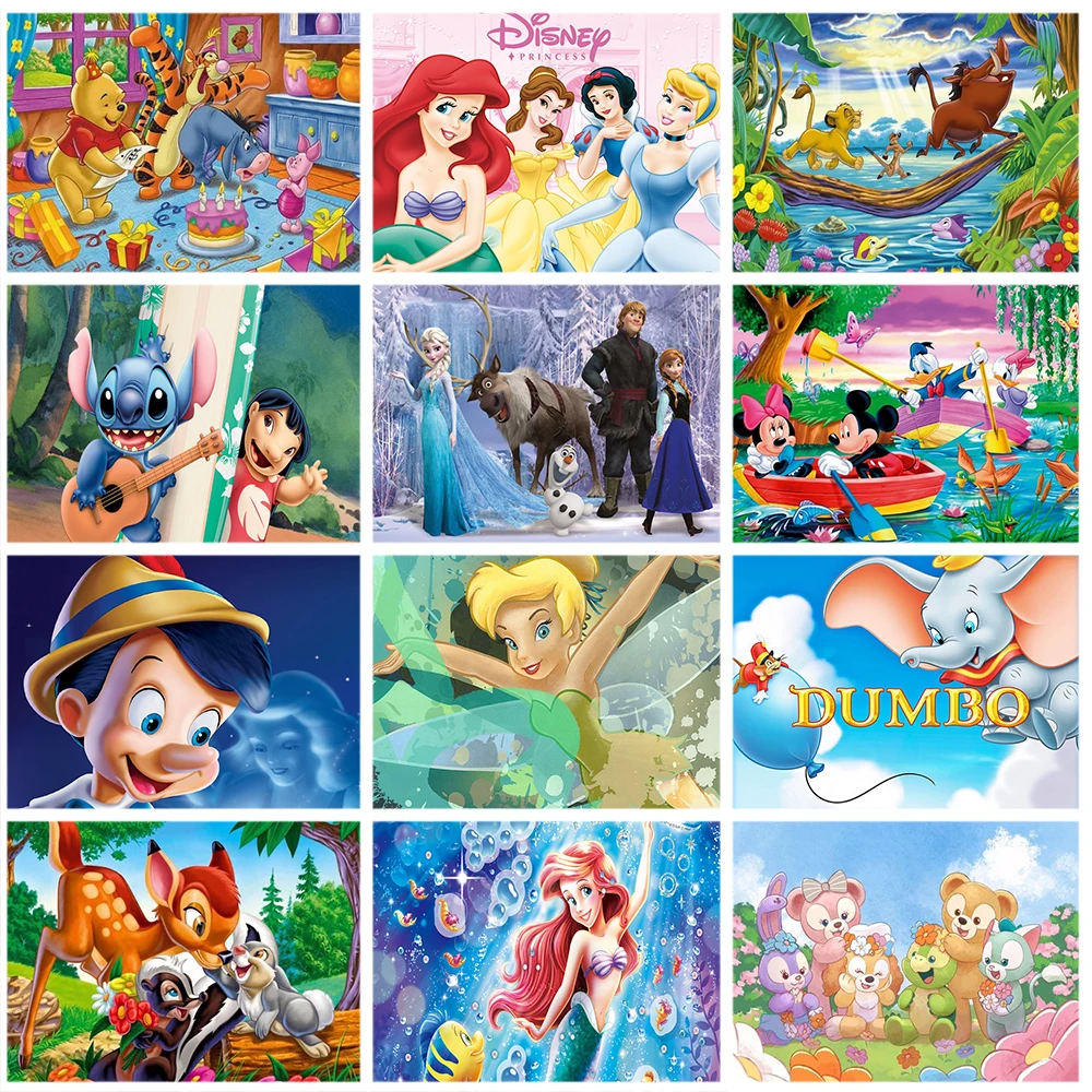 Disney Princess 5D DIY Diamond Painting Cartoon Animal Dumbo Bambi Full Round Embroidery Mosaic Handmade Products Home Decor