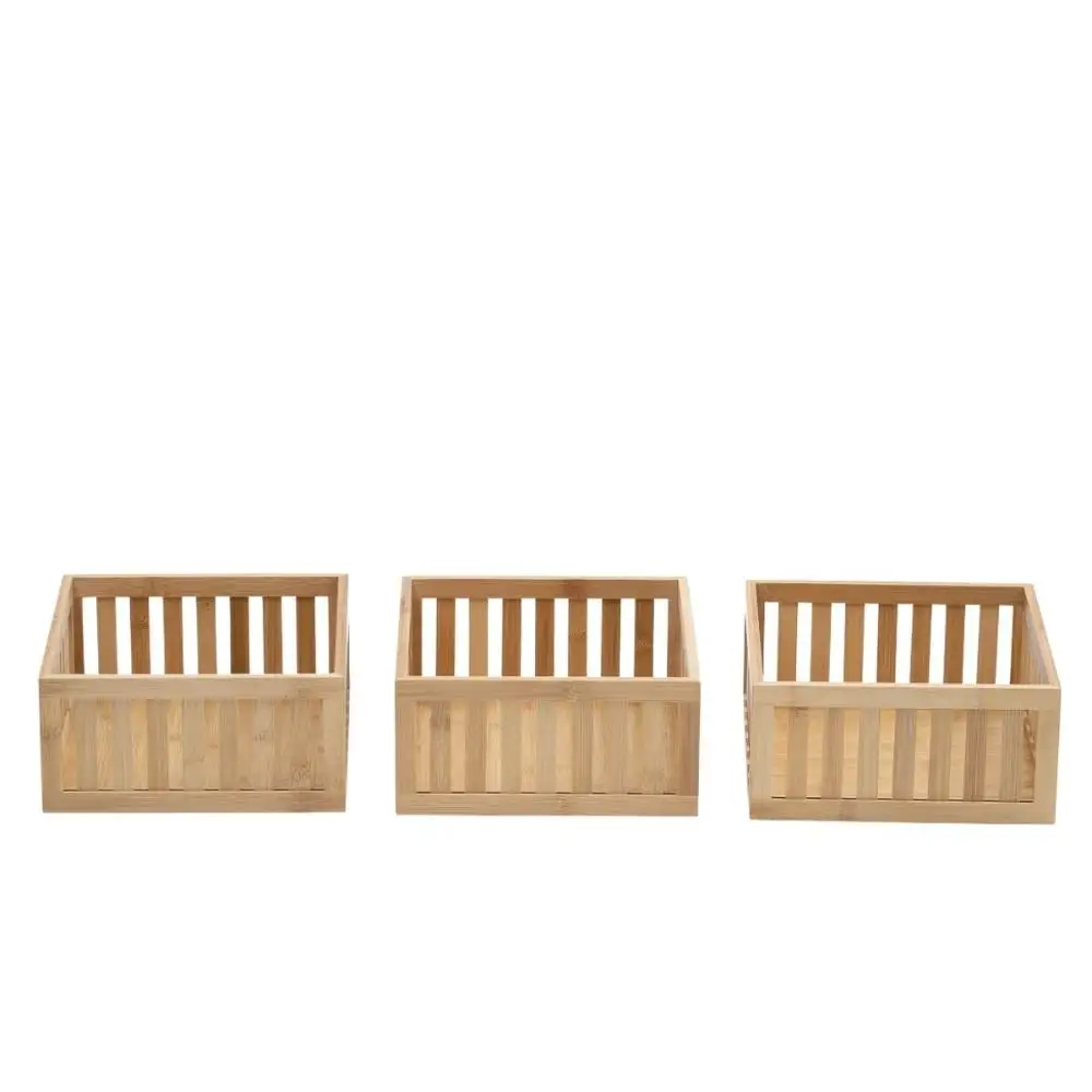 Kit 3 Bamboo Organizing Baskets 27cm - Oikos