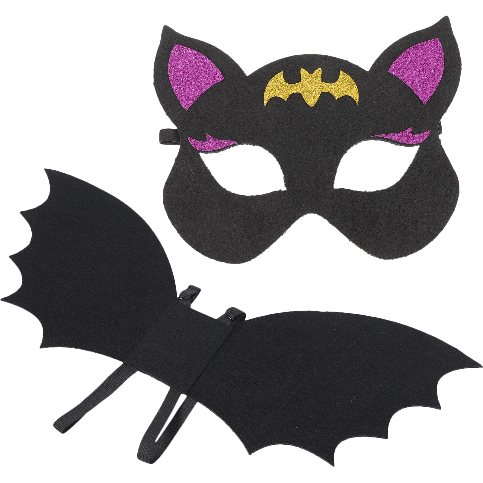 

Bat Wings Mask Set Black Kids Costume 6-15Y Halloween Party Gothic Dress up Props Decorations Role Play Accessories