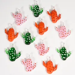 1/3 Uds. De cristal rosa, verde, naranja, punto ondulado, colgante de Cactus, dijes para fabricación de joyas, suministros, amuleto de planta, pendientes hechos a mano a granel
