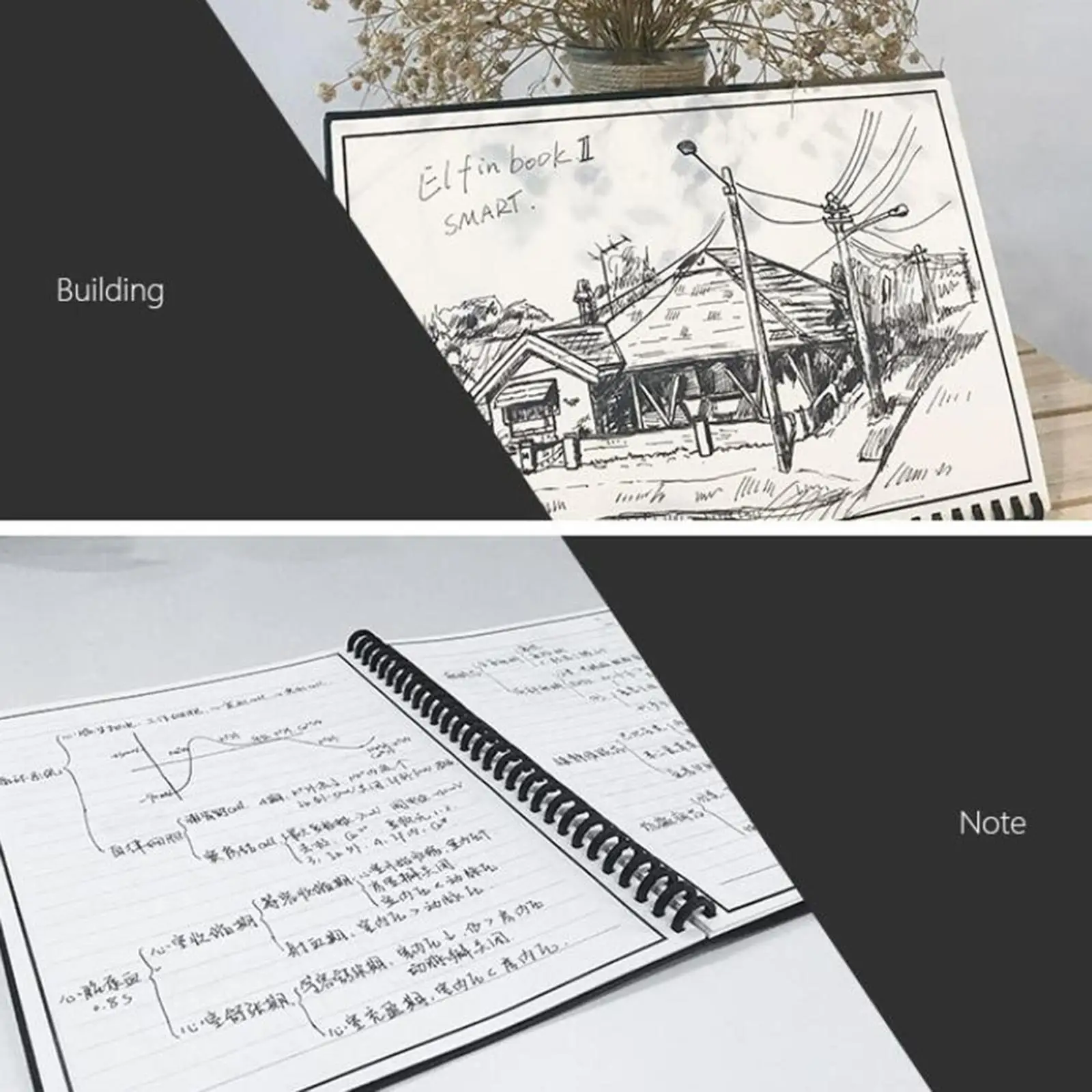 Smart Reusable Notebook Lined with Pen Erase Note Pad Journal School Drawing