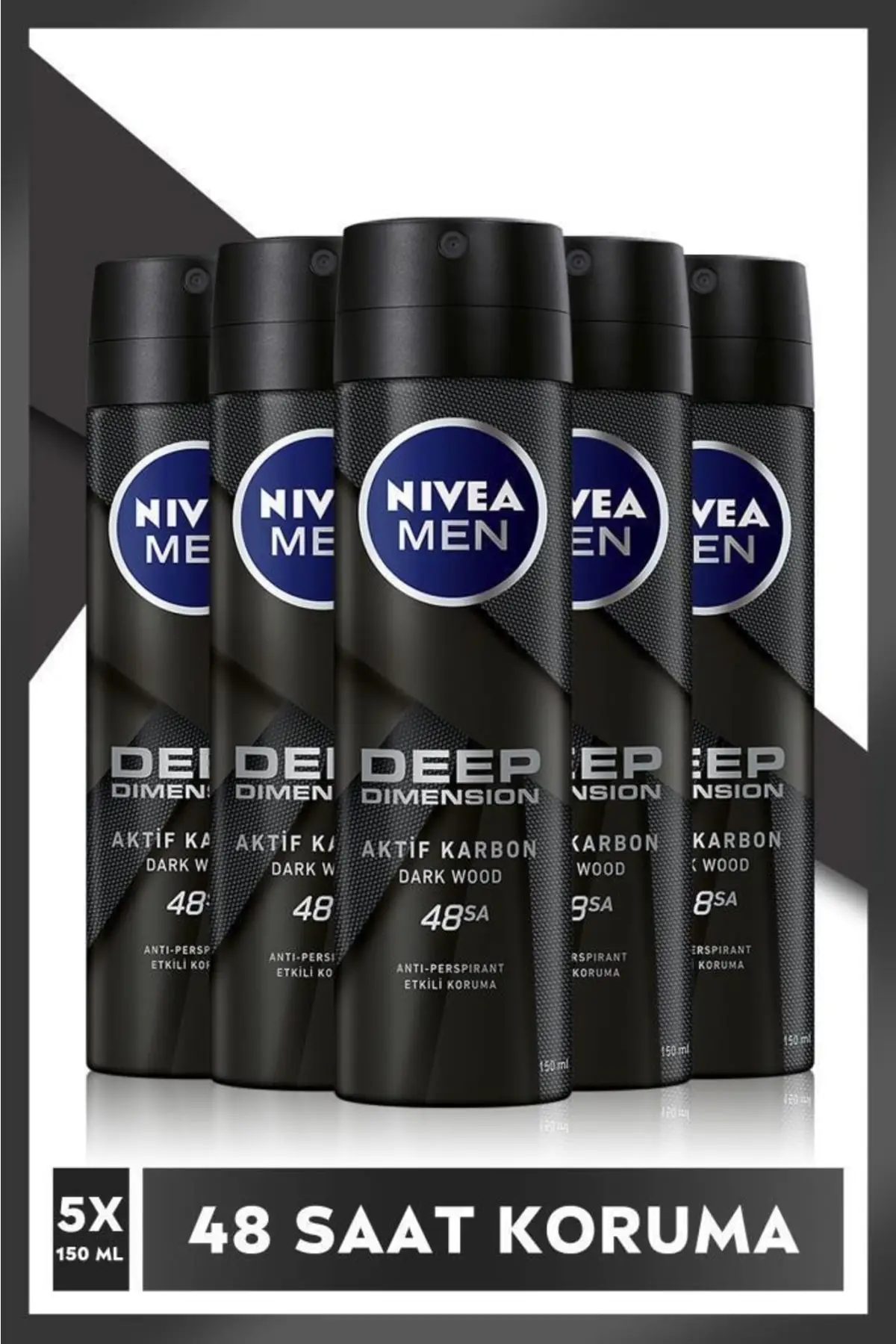 Men's Spray Deodorant Deep Dimension 48 Hours Anti-perspirant Protection 150ml x 5 Pieces