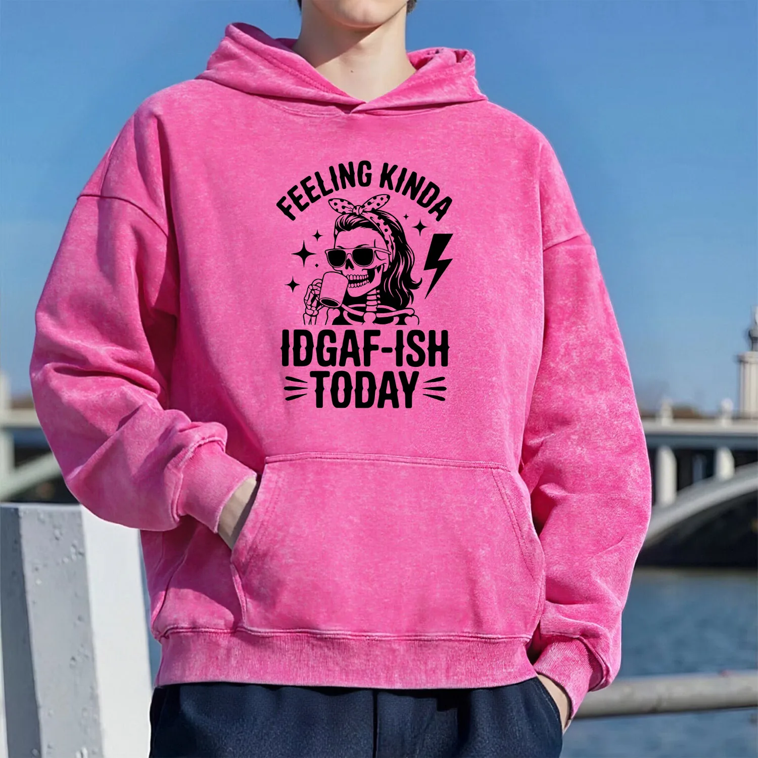 

FEELING KINDA Толстовка с капюшоном в стиле ретро, унисекс, повседневный, спортивный стиль, из чистого хлопка, уличный стиль, 400 г