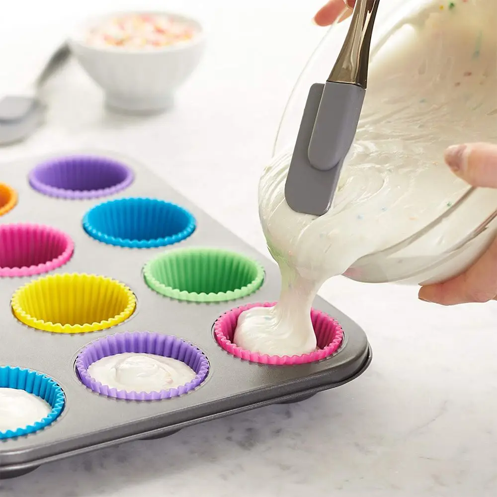 Molde De Bolo De Silicone Em Forma Redonda, Muffin e Cupcake Baking Moldes, Cozinha Cozinhar Bakeware Maker, Ferramentas de Decoração Do Bolo DIY,