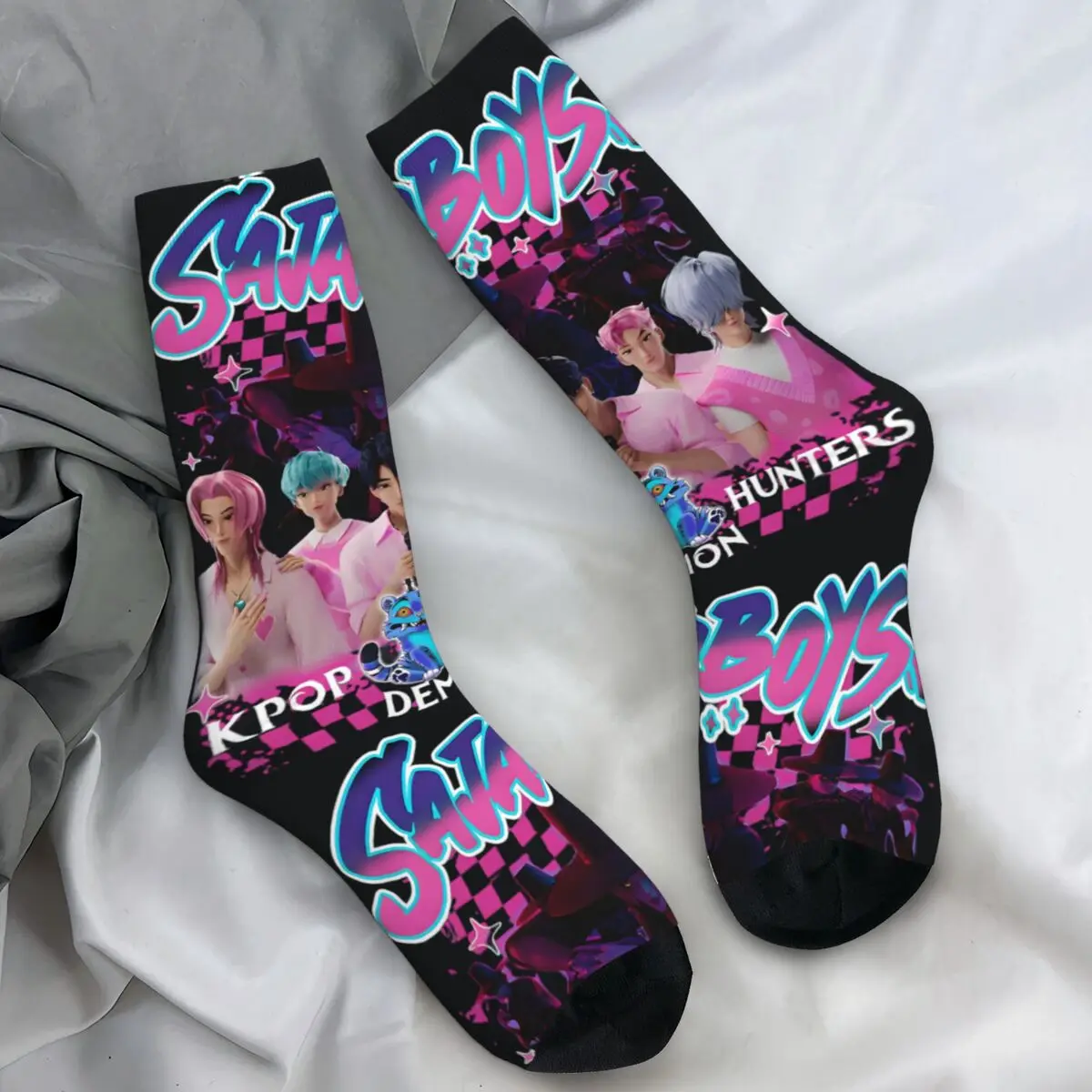 

Розовые носки Demon Hunters Saja Boys Jinu, элегантные чулки для взрослых и мужчин, средние мягкие уличные носки, зимние антибактериальные носки