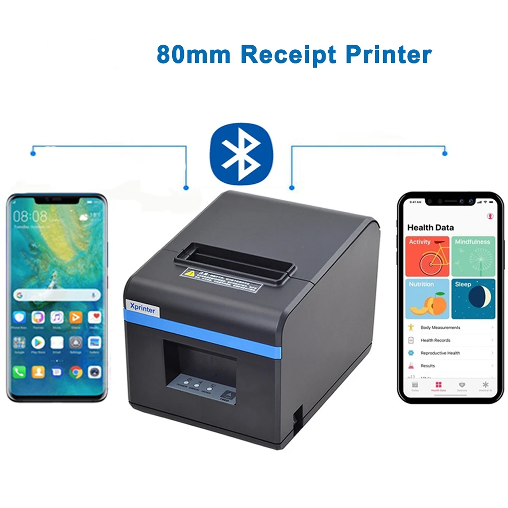 80mm Thermal Receipt Printer POS Printer USB Bluetooth Ethernet Port with Auto Cutter Support Android, iOS, Tablet iPad