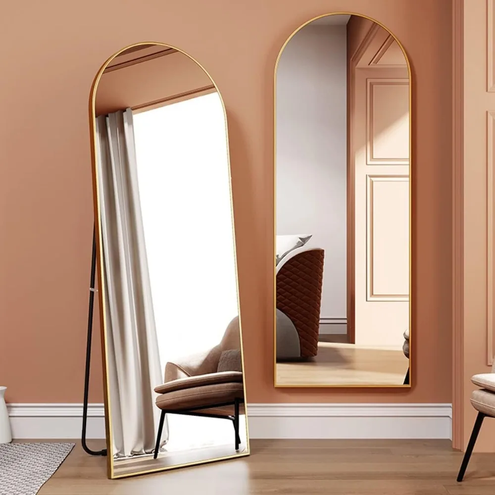 Imagem -02 - Arched Full Length Floor Mirror Standing Mirror Modern Full Body Mirror com Suporte Alumínio Alloy Frame Gold 64 x 21