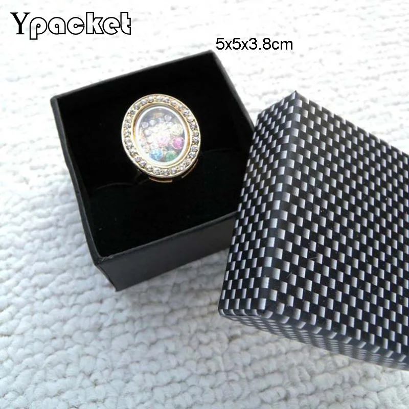 5x5x3.8cm Square Jewelry Organizer Box Engagement Ring For Earrings Black Storage Kraft Box 5Colors Small Gifts Carry Case 50Pcs