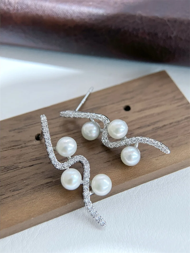 

Real Cultured Original Natural Fresh water Pearl Earrings For Women Silver 18K Gold Plated Pearl Earring Wife Mother Gift