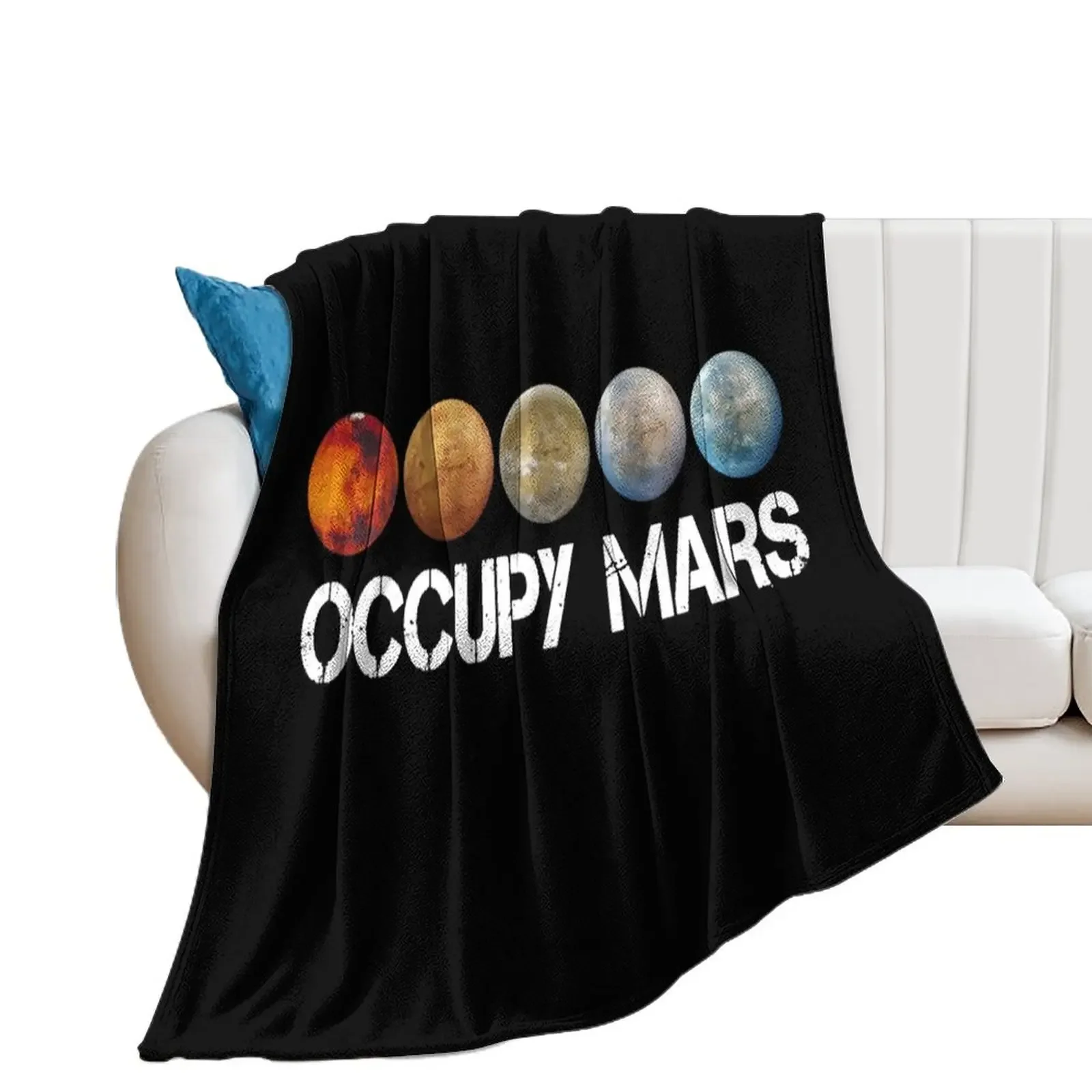 elon musk occupy mars Throw Blanket Soft Big Picnic Blankets